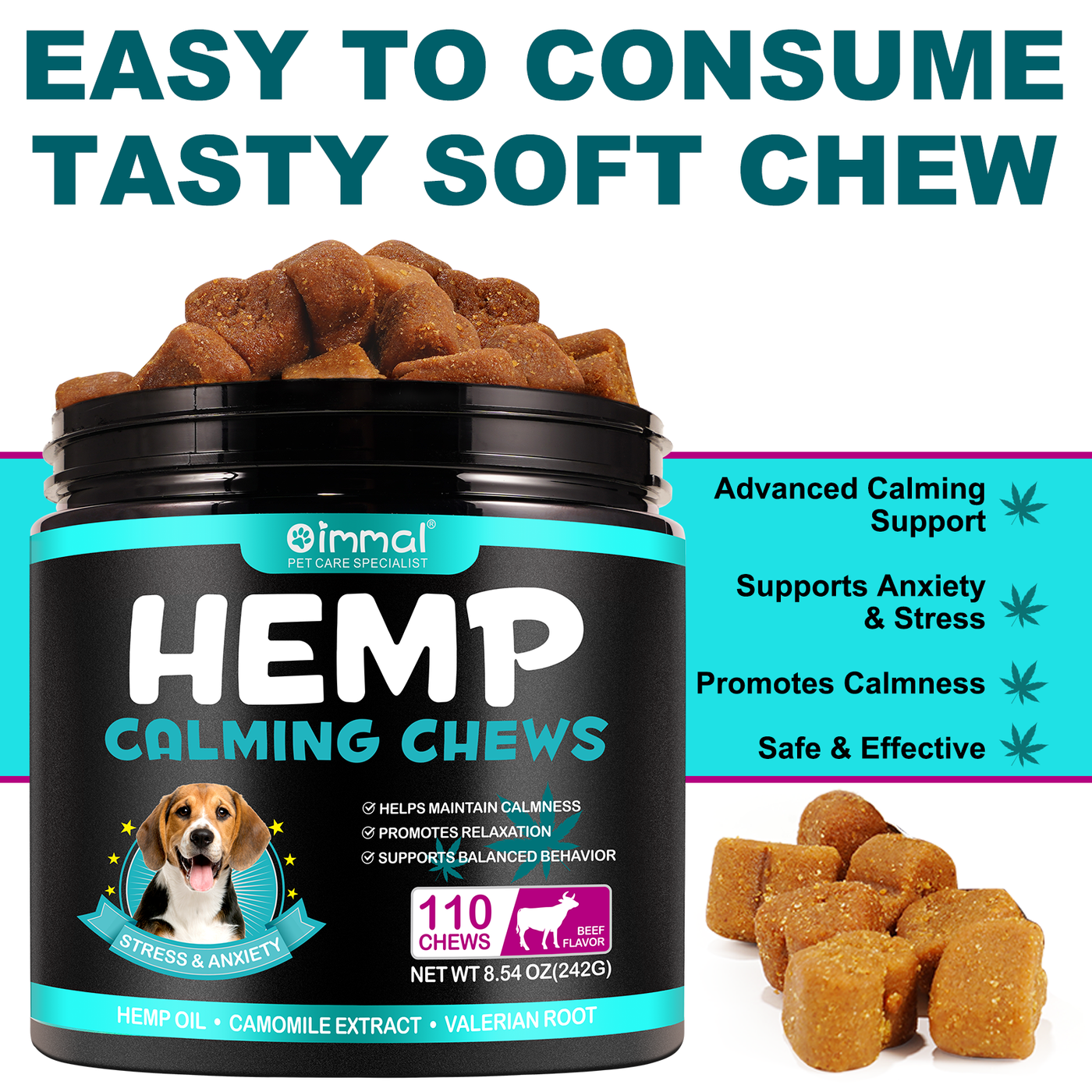 Oimmal Hemp Calming Chews / Beef Flavor