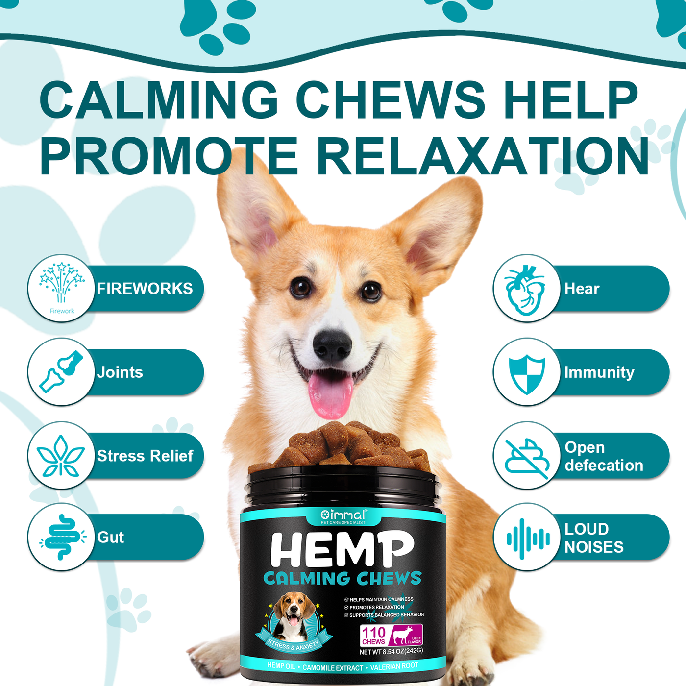 Oimmal Hemp Calming Chews / Beef Flavor