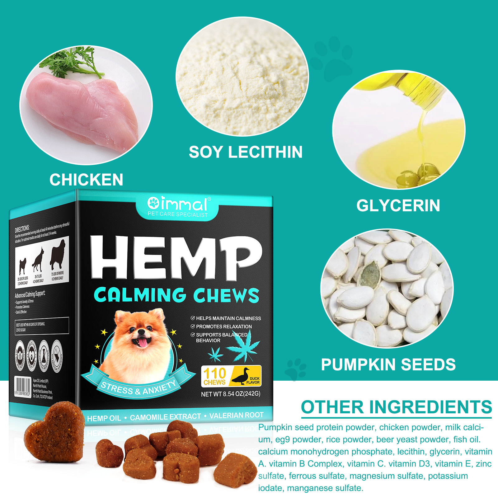 Oimmal Hemp Calming Chews / Duck Flavor