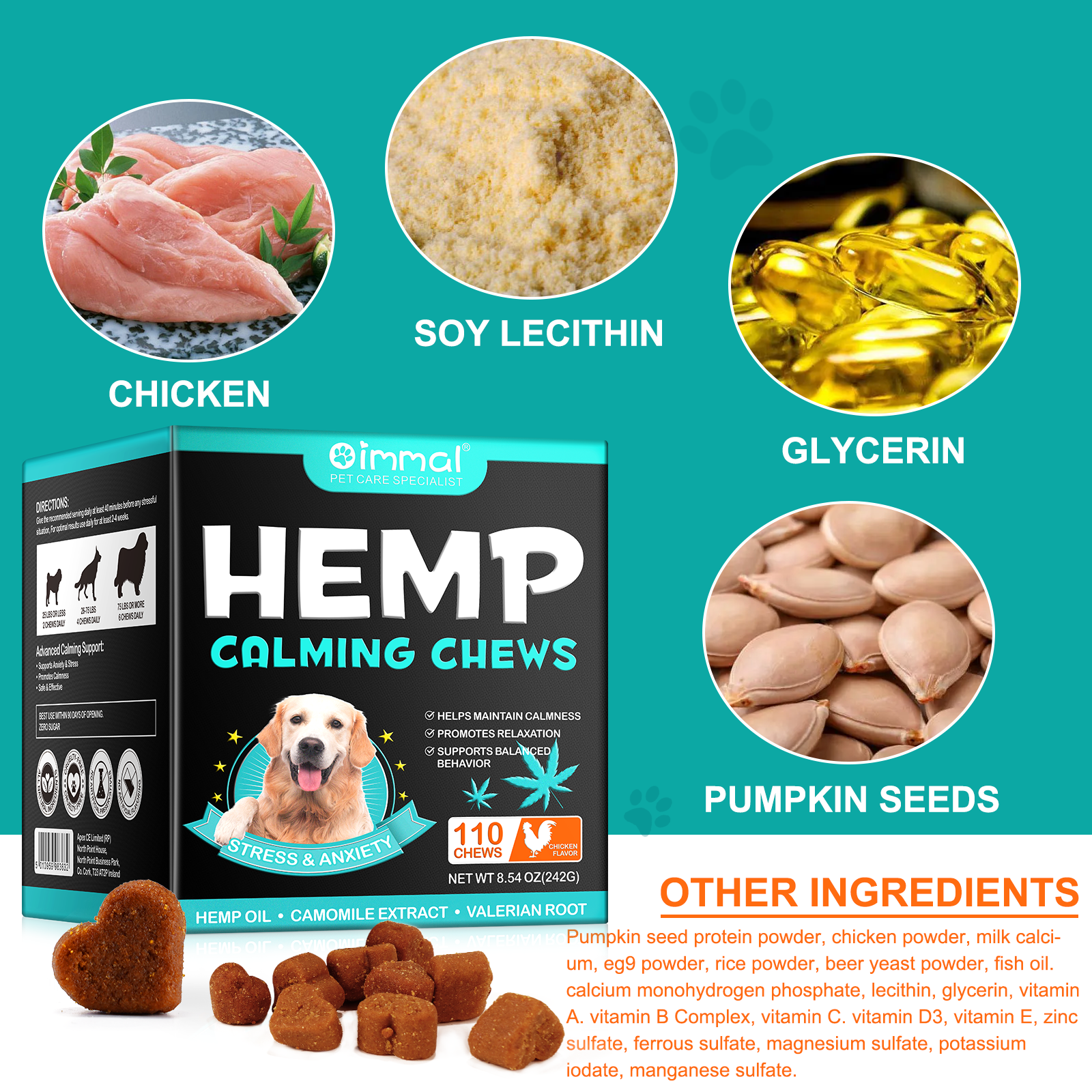 Oimmal Hemp Calming Chews / Chicken Flavor